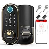 Smart Keyless Entry Door Lock - Fingerprint Electronic Deadbolt Touchscreen Keypad SMONET Biometric Digital Bluetooth Door Lock Smart Deadbolt Compatible with Alexa for Homes and Hotel