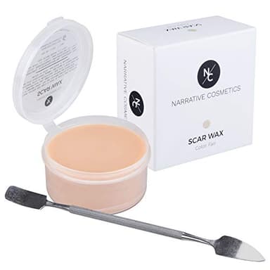 Narrative Cosmetics Scar Wax SFX Makeup Kit with Spatula | Moldable Special Effects Wax for Fake Wounds, Cuts & Injuries | Halloween, Cosplay & Film Makeup | Easy to Blend, Fair Color, 2.5 Oz