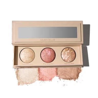 LAURA GELLER NEW YORK Geller's Greatest Lift-n-Glow Baked Trio Palette - Highlighter, Blush, Bronzer - All Skin Tones