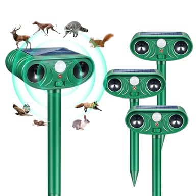 2026 Solar Animal Repellent Outdoor&Cat Repellent Outdoor with Motion Deer Repellent Devices Ultrasonic Cat Deterrent Fox Raccoon Squirrel Rabbit Coyote Deterrent for Farm Orchard Garden 2 PCS