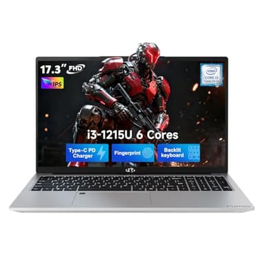 NIMO 17.3" IPS FHD Laptop, Intel 6 Cores i3-1215U 16GB RAM 512GB SSD (Beat Ryzen 5 7520U, Up to 4.4GHz) Computer with 65W GaN Type C Backlit Keyboard Fingerprint, for Home Student and Business