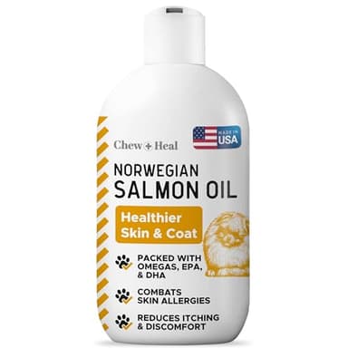 Salmon Oil for Dogs - Premium Fish Oil for Skin and Coat Health - Omega 3 Supplement - Supports Itchy Skin - 8 oz Liquid - Norwegian Dog Salmon Oil - Essential Dog Supplement