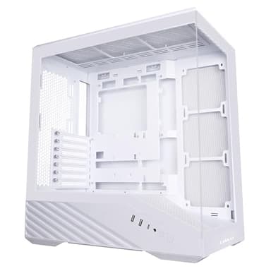 Lian Li V100 ATX Mid-Tower PC Case, LED RGB Strip, Display Platform Design with Tempered Glass, Support 420mm GPUs, 360mm Radiator, Side I/O & Optimized Airflow, Dust Filiter - White (V100W)