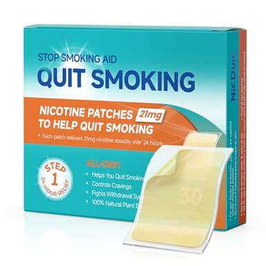 Nicotine Patches 21 mg, Quit Smoking Step 1, Transdermal System Nicotine Patch, Easy & Effective Stop Smoking Aids That Work 24hr, 30 Count(4 Weeks Supply)