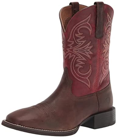 ARIAT Mens Sport Pardner Western Boot Matte Rebel Brown/Blood Red 11
