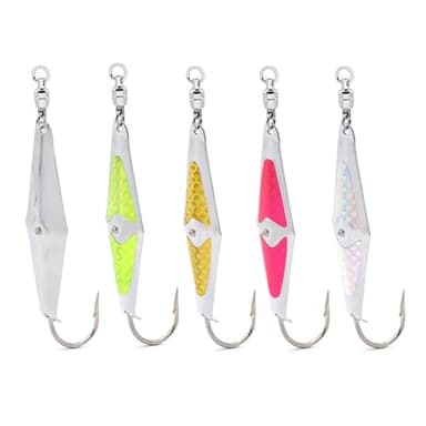 CLARKSPOON Spoon-Squid Precision Fishing Spoon for Spanish Mackerel, Bluefish, Tuna, Atlantic Bonito, & More! - Size 0 Spoon-Squid w/Ball Bearing Swivel - 5 Pack Assortment