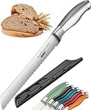 Orblue Serrated Bread Knife with Upgraded Stainless Steel Razor Sharp Wavy Edge Width - Bread Cutter Ideal for Slicing Homemade Bagels, Cake (8-Inch Blade with 5-Inch Handle)