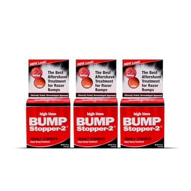 High Time Bump Stopper 2 Double Strength Ingrown Hair Cream | Aftershave Lotion for Men and Women | Razor Bump Balm | 0.5 OZ (3 Pack)