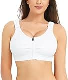BRABIC Zip Front Closure Everyday Bra for Women Post Surgery Compression Support with Adjustable Straps Wirefree (Medium, White)