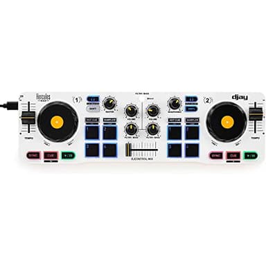 Hercules DJControl Mix – Bluetooth Wireless DJ Controller for Smartphones (iOS and Android) – dJay app – 2 Decks, White