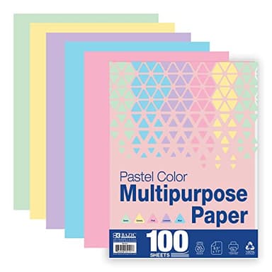 BAZIC Products Blank Paper Copy & Multipurpose Paper - 8.5" x 11" Pastel Color Printer Paper for Inkjet, Laser, and Fax Machines, Ideal for Office, School, and Crafts, 100 Sheets/Pack, 1-Pack