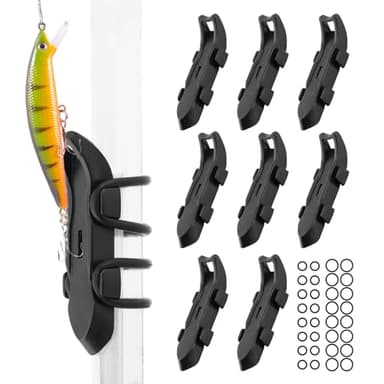 Kryslanix 8PCS Hook Keeper for Fishing Rod with 2 Sizes 16pcs Rubber Rings,Magnetic Fishings Hooks Keeper,Fishing Hook Holder Quick Installation,Fishing Lure Bait Holder for Fishing Tackle