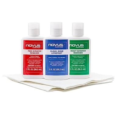 NOVUS-PK1-2 | Plastic Clean & Shine #1, Fine Scratch Remover #2, Heavy Scratch Remover #3 and Polish Mates Pack | 2 Ounce Bottles