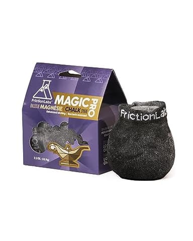 Friction Labs Magic Pro Chalk Sphere 2.2oz - Premium Moisture-Wicking Chalk Ball for Rock Climbing, Weight Lifting, Gymnastics, & Bowling - Mess Free Gym Chalk with Easy to Refill Sock