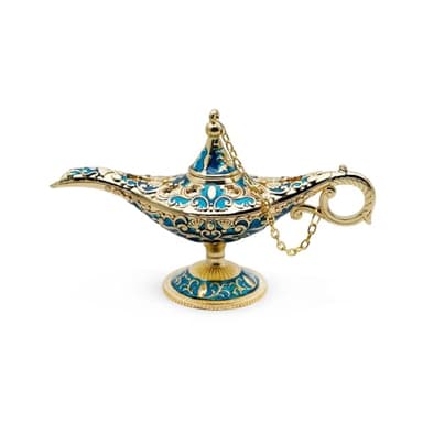 Aladdin Magic Genie Lamps - Classic Vintage Legend Magic Genie Light Costume Lamp for Home Wedding Table Decoration, Tiny Size, Gold&Blue