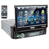 Pyle Single DIN Head Unit Receiver - In-Dash Car Stereo CD/DVD Player with 7" Multi-Color Touchscreen Display, Audio Video System with Bluetooth for Wireless Music Streaming & Hands-free Calling