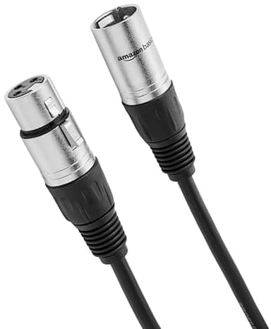 Amazon Basics XLR Male to Female Microphone Cable for Speaker or PA System, Recording Studio, All Copper Conductors, Low Noise Shielding, 6MM PVC Jacket, 6 Foot, Black