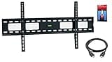 Easy Mount – Extra Slim Flat TV Wall Mount Bracket + High Speed HDMI Cable for Sharp LC-70SQ15U 70-Inch Aquos Q+ 1080p 240Hz 3D Smart LED TV, Super Low 1.4" Profile Design - Simple to Install!