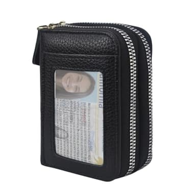 NGIL Small Zippered Faux Leather Wallet for Women, Accordion-Style Card Slot Women Wallet, RFID Blocking Credit Card Holder Wallet, Card Cases & Money Organizers (Black)