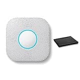 Google Nest Protect Smart Smoke and Carbon Monoxide Alarm – Split-Spectrum Sensor, App Alerts, Voice Notifications, Battery Operated, White, Includes Cleaning Cloth