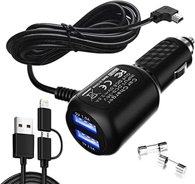 Car Charger for Garmin Nuvi, Garmin GPS Charger Cable,Mini USB Power Cord Cable Dual Port USB Vehicle Power Charging Cable Cord for Garmi Nuvi C255 Dashcam