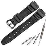 MCXGL Resin Replacement Watch Band Compatible with Casio AE1200WH F108WH AE-1300WH W218H SGW-300H W-800H Waterproof Rubber strap (18mm, BLACK)