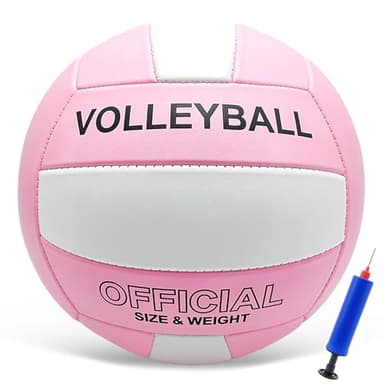 Stavanicen Volleyball Official Size 5 for Indoor Outdoor, Soft Touch Volleyballs for Adults Beach Pool Game Gym Training Play Pool, Durable Design (Pink & White)