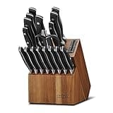 Chicago Cutlery Insignia Triple Rivet Poly (18-PC) Kitchen Knife Block Set With Wooden Block & Built-In Sharpener, Black Ergonomic Handles and Sharp Stainless Steel Professional Chef Knife Set
