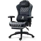 Dowinx Gaming Chair with Heated Massage Lumbar Support,Ergonomic Computer Chair with Pocket Spring Cushion,Reclining Game Chair with Adjustable Padded Armrests and Footrest,Black-White