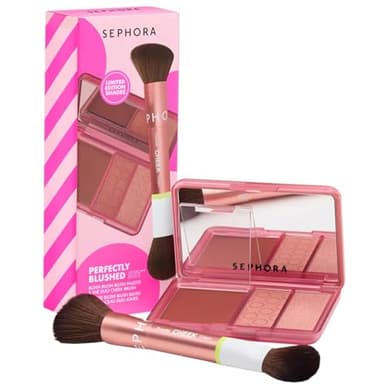 Sephora Collection Perfectly Blushed Set - Blush Palette in Cheek Pincher And Duo Cheek Brush