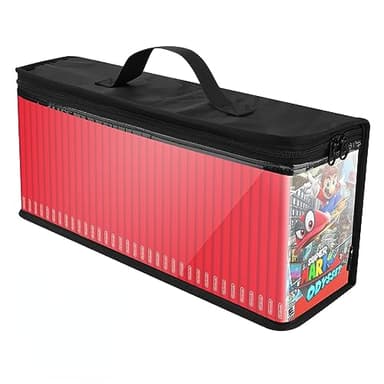 CaSZLUTION Game Disc Storage Bag Compatible with Nintendo Switch 2 Games, Portable Carrying Case Holds up to 35 Switch Games, TPU Clear Organizer Case for Switch Game Collectors - Black