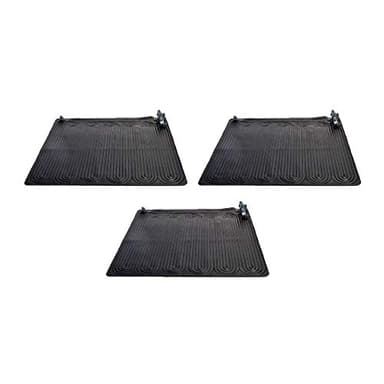 Intex 47'x47' Solar Pool Water Heater Mat for 8,000 Gallon Above Ground Swimming Pool with Hose Attachment 2 Adaptors and Bypass Valve, Black (3-Pack)