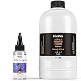 Nicpro Titanium White Color Acrylic Pour Paint, 33.8 Ounce Pre-Mixed Pouring Paint Supplies with Silicone Pour Oil & Gloves for Canvas, Rock, Wood Cell Creation Flow DIY Art Painting, Ready to Pour