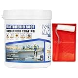 YKF Elastomeric Roof Coating 34Oz Gray - Liquid Rubber Waterproof Sealant for Roof Repair, Quick Dry Flexible Crack Leak Protection, UV Resistant Paint for Metal, Shingles, RV, Basement, Trailer