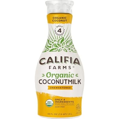 Califia Farms - Organic Unsweetened Coconut Milk, 48 Oz, Dairy Free, Vegan, Plant Based, Non GMO, Low Calorie, USDA Organic