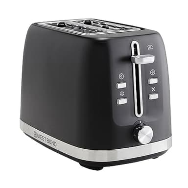 West Bend Toaster 2-Slice Extra-Wide and Deep Slots with 3 Functions and 7 Shade Settings Manual Toast Lift Lever Auto Shut-Off and Removable Crumb Tray, 750-Watts, Black