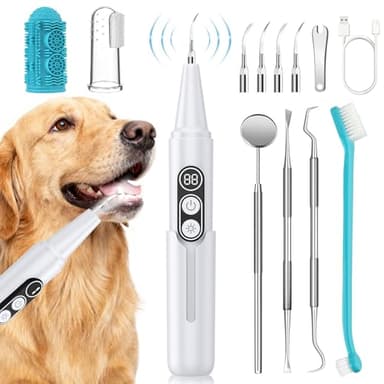 PATWING Dog Plaque Remover for Teeth, Pet Ultrasonic Cleaner with LED Light & Stand, 5 Modes, Pet Teeth Cleaning kit, Suitable for Dogs and Cats