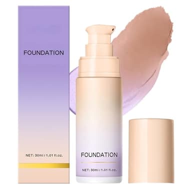 Color Changing Foundation, Color Correcting CC Cream with Centella, Even Red Skin Tone, Lightweight Non-Greasy, Hydrating, Sheer Coverage, Multiuse Face Concealer with Natural Finish(Purple)