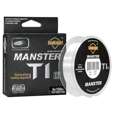 SeaKnight T1 II Double Layers Fluorocarbon Coated Line 100m/110yds Carp Fishing Line Transparent Invisible Monofilament Fast Sinking Clear Leader Line for Saltwater Sea Fishing 3-35LB