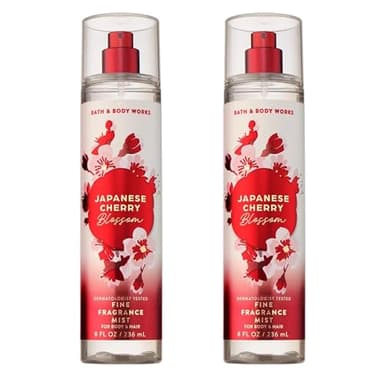 Bath & Body Works Japanese Cherry Blossom Fine Fragrance Mist, Body Spray & Perfume for Women, Long-Lasting Personal Fragrance, Iconic Floral Scent, 8 fl oz - 2 Pack