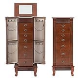 FDW Jewelry Cabinet Jewelry Chest Jewelry Armoire Wood Jewelry Box Storage Stand Organizer with Side Doors 7 Drawers Makeup Mirror