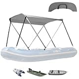Bimini Tops for Boats 2 Bow Foldable Aluminum Frame Bimini Top Boat Shade Canopy with Storage Boot for Width 3.2-4.5 FT Jon Boat,Inflatable Boat,Dinghy,Small Fishing Boat
