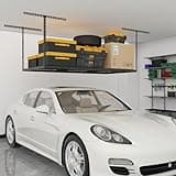 eShelf 3x6ft Overhead Garage Storage Rack, Heavy Duty Metal Ceiling Shelf, 22'' to 40" Adjustable Dropdown, 450lbs Loading Weight Capacity, Black