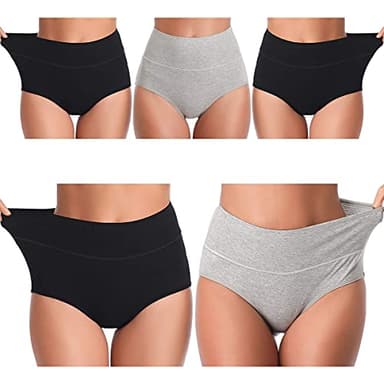 UMMISS Womens Cotton Briefs Underwear,Soft Solid High Waist Breathable Panties for Women,Multi,M