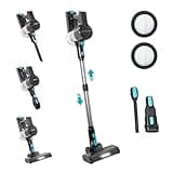 EyeVac Reach 6-in-1 Cordless Stick Vacuum | Lightweight Powerful Suction for Hard Floors & Rugs | 35 min Runtime, Rechargeable, LED Lights, Brushless Motor, Great for Pet Hair (Black w/Turquoise)