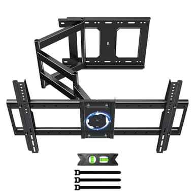 Long Arm TV Wall Mount with 180°Swivel and Tilt +5/-20° Level Adjustment, TV Bracket Screen with Rotates 90° for TVs 37-75 Inches，Fits 8"-16" Wood Studs，Hold up 132LBS,Max VESA 600x400mm