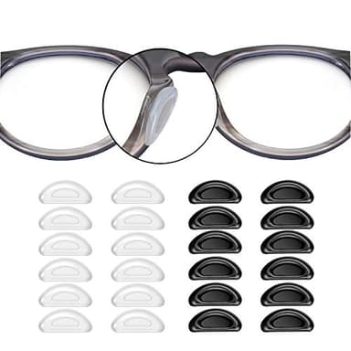 SMARTTOP Adhesive Nose Pad, 20 Pairs Eyeglass Nose Pads Stick On Silicone Anti-Slip for Glasses Sunglasses Thin Nose Pads Eyeglasses (10-Black & 10-Clear)