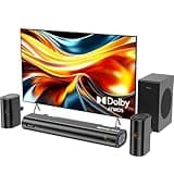 Hiwill 4.1ch Sound Bar with Dolby Atmos, 300W Sound Bar for Smart TV with Subwoofer, 2 Front Surround Speakers, Soundbar for TV Speaker, Adjustable Bass, Surround Sound System for TV, HiElite A41