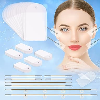 Neck Tape Lifting Invisible,Face Tape Lifting Invisible 100PCS Face Lift Tapes and Bands with 8 Strings Facelift Tape for Face,Neck Tape Lift Turkey for Sagging Skin Double Chin Jowls Eyes Wrinkles