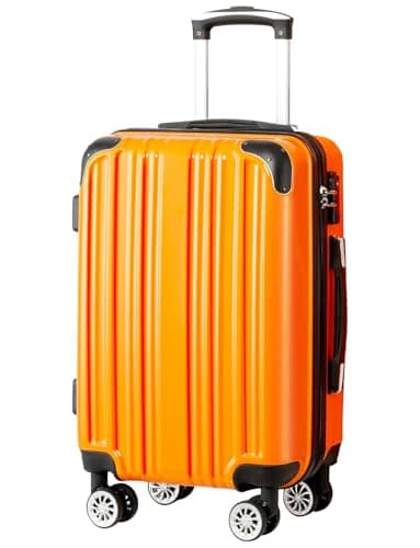 Coolife Luggage, Suitcase with Durable and Lightweight, Large Checked Luggage with PC+ABS Hardshell Expandable, Dual Spinner Wheels, TSA Lock, and YKK Zipper (orange new, L(28in))